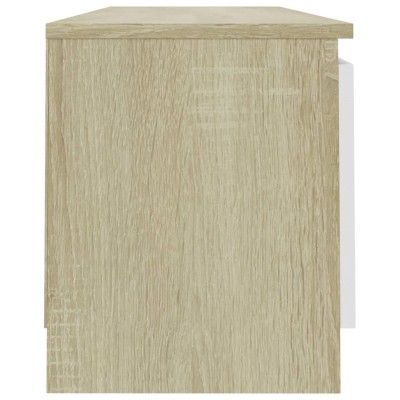 Mueble de TV de aglomerado blanco roble Sonoma 120x30x35,5 cm