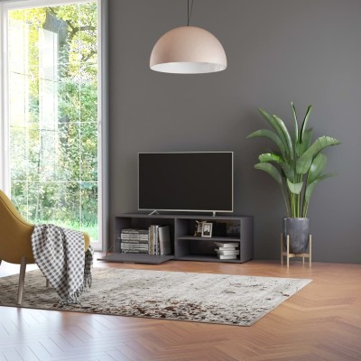 Mueble TV madera contrachapada gris brillante 120x30x37 cm