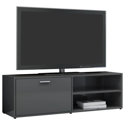 Mueble TV madera contrachapada gris brillante 120x30x37 cm