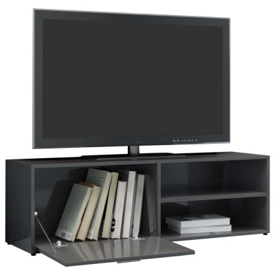 Mueble TV madera contrachapada gris brillante 120x30x37 cm