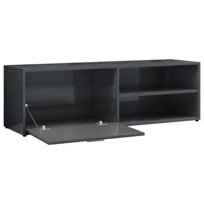 Mueble TV madera contrachapada gris brillante 120x30x37 cm