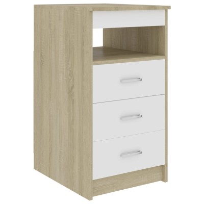 Cajonera de madera contrachapada blanco roble Sonoma 40x50x76cm