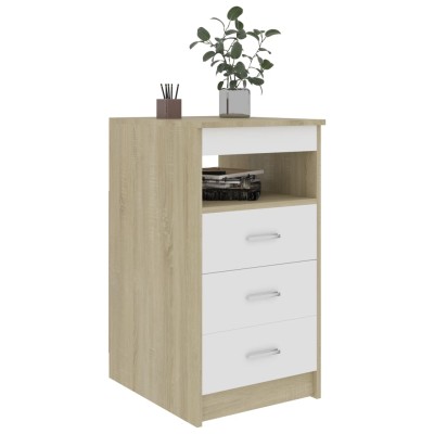 Cajonera de madera contrachapada blanco roble Sonoma 40x50x76cm