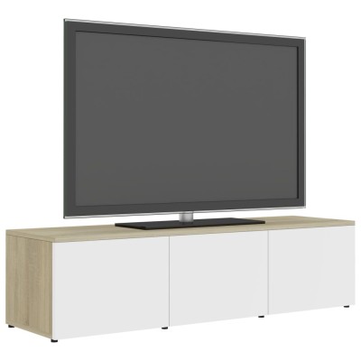 Mueble para TV madera contrachapada blanco y roble 120x34x30 cm