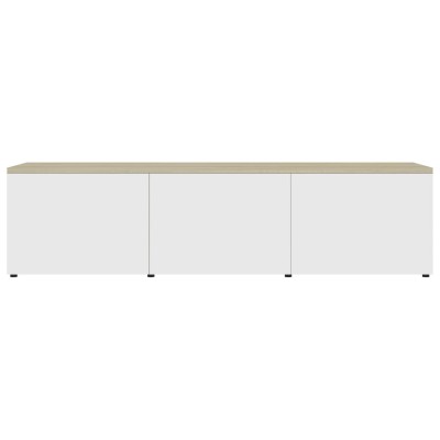 Mueble para TV madera contrachapada blanco y roble 120x34x30 cm