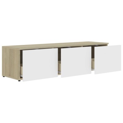 Mueble para TV madera contrachapada blanco y roble 120x34x30 cm