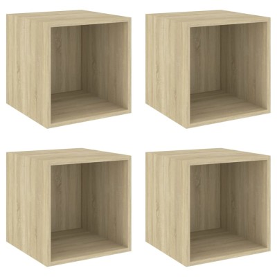 Armario de pared 4 uds madera contrachapada roble 37x37x37 cm