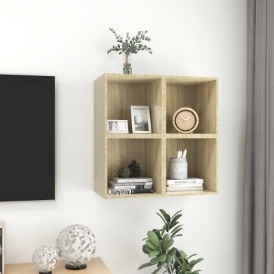 Armario de pared 4 uds madera contrachapada roble 37x37x37 cm