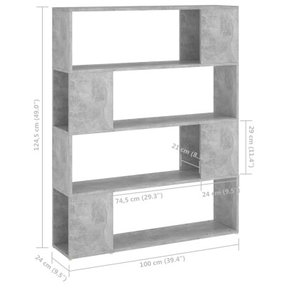 Estantería divisor de espacios gris hormigón 100x24x124 cm