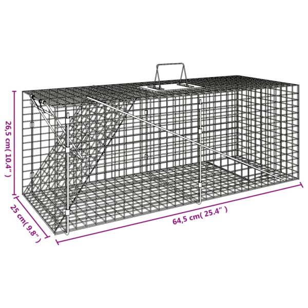 Trampa para animales hierro galvanizado 64,5x25x26,5 cm