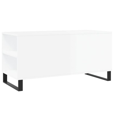 Mesa de centro madera ingeniería blanco brillo 102x44,5x50 cm