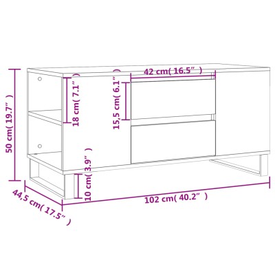 Mesa de centro madera ingeniería blanco brillo 102x44,5x50 cm