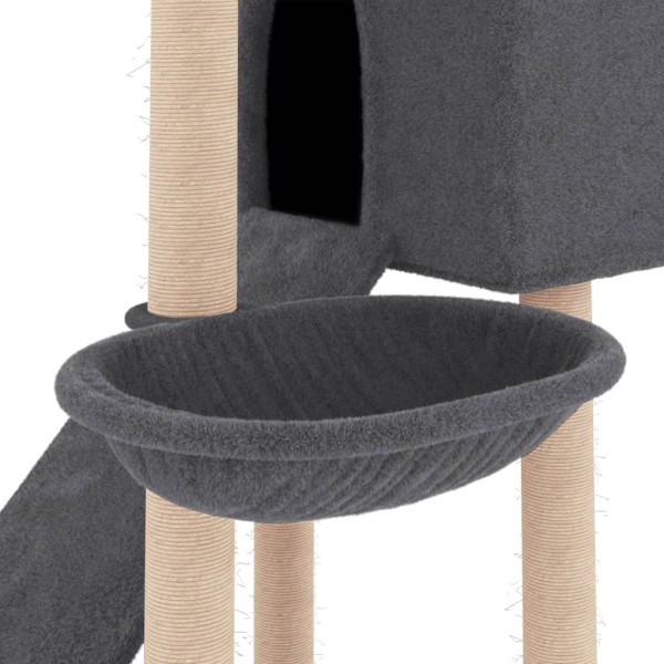 Rascador para gatos con postes de sisal gris oscuro 153 cm