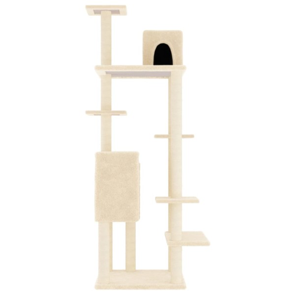 Rascador para gatos con postes de sisal crema 154 cm