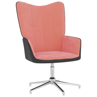 Silla de relajación de terciopelo rosa y PVC