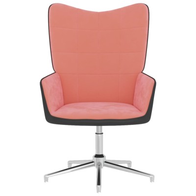 Silla de relajación de terciopelo rosa y PVC