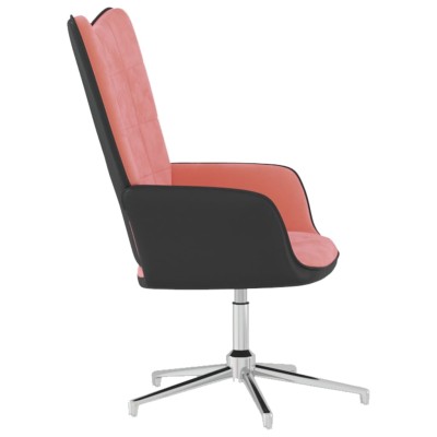 Silla de relajación de terciopelo rosa y PVC