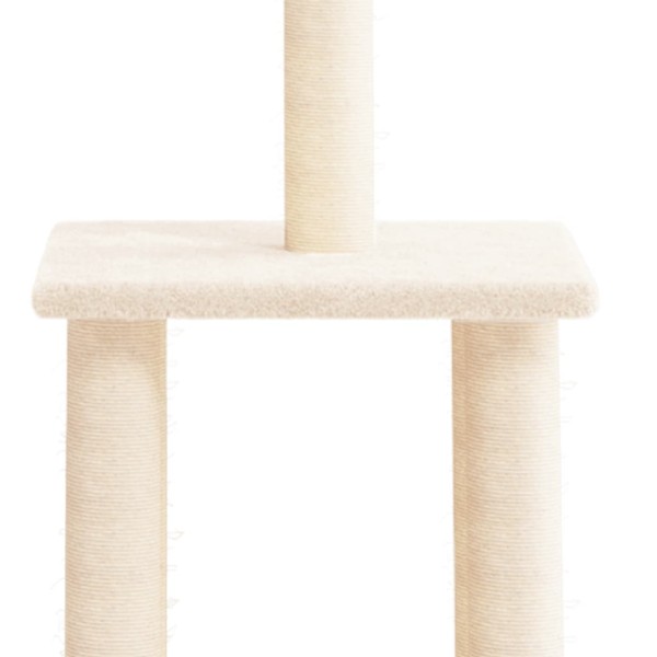 Rascador para gatos con postes de sisal color crema 85,5 cm