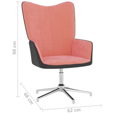 Silla de relajación de terciopelo rosa y PVC