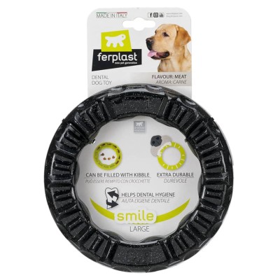 Ferplast Juguete dental para perros Smile negro grande 20x18x4