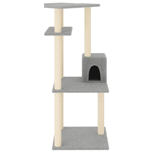 Rascador para gatos con postes de sisal gris claro 123 cm