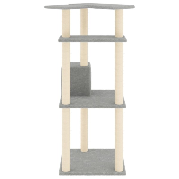 Rascador para gatos con postes de sisal gris claro 123 cm