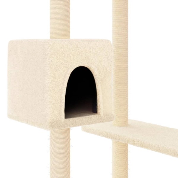 Rascador para gatos con postes para rascar color crema 82 cm