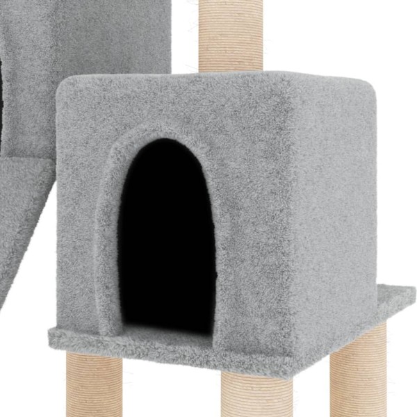 Rascador para gatos con postes de sisal gris claro 82 cm