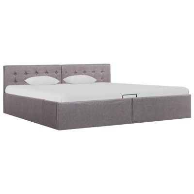 Cama canapé hidráulica con almacenaje tela gris topo 180x200 cm