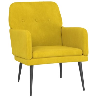 Sillón de terciopelo amarillo 62x79x79 cm