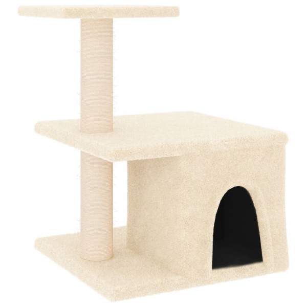 Rascador para gatos con postes de sisal color crema 48 cm