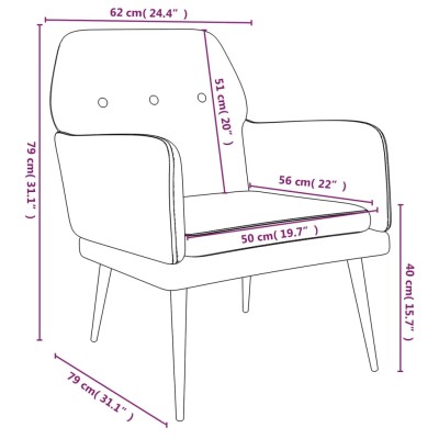 Sillón de terciopelo crema 62x79x79 cm