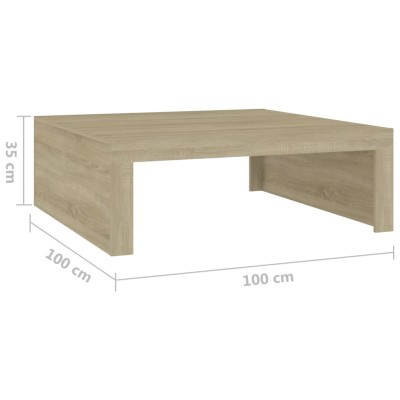 Mesa de centro madera contrachapada roble Sonoma 100x100x35 cm