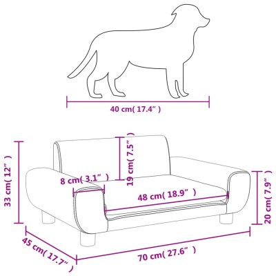 Cama para perros de terciopelo negra 70x45x33 cm