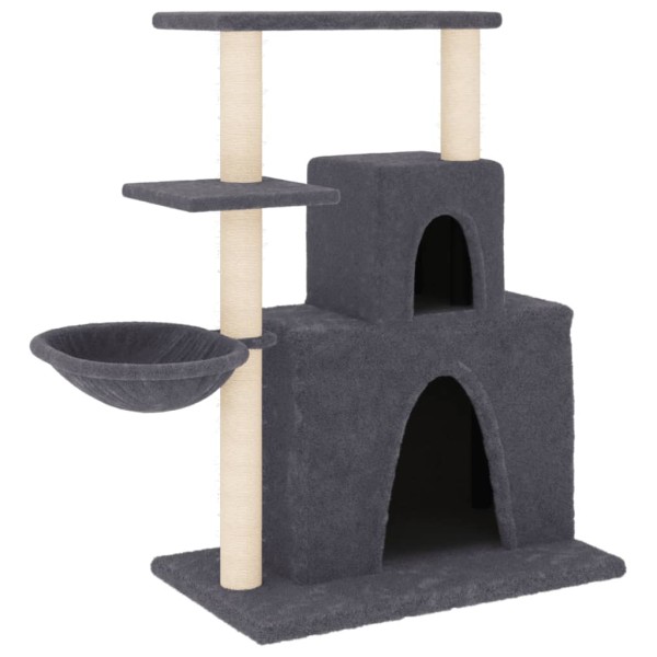 Rascador para gatos con postes de sisal gris oscuro 83 cm