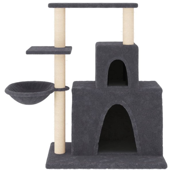 Rascador para gatos con postes de sisal gris oscuro 83 cm