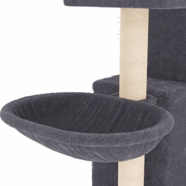 Rascador para gatos con postes de sisal gris oscuro 83 cm