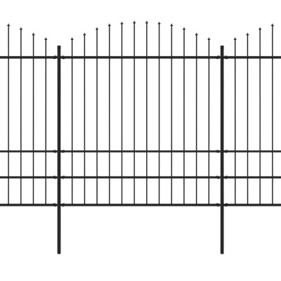 Valla de jardín con puntas de lanza acero negro (1,75-2)x8,5 m