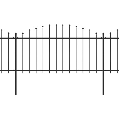 Valla de jardín con puntas de lanza acero negro (1,25-1,5)x3,4m