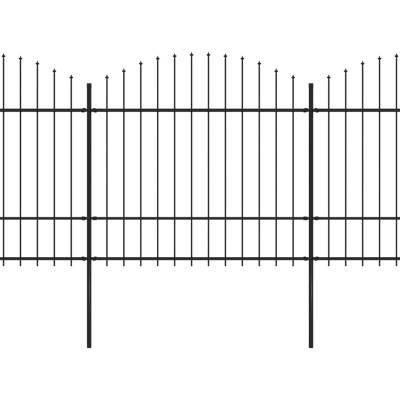 Valla de jardín con punta de lanza acero negro (1,5-1,75)x13,6m