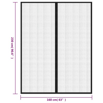 Mosquiteras para puerta bloque magnético 2 uds negro 230x160 cm