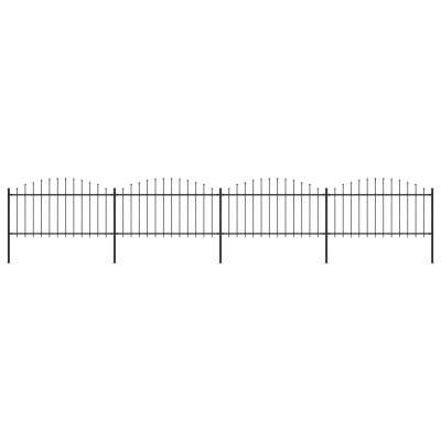 Valla de jardín con puntas de lanza acero negro (1,25-1,5)x6,8m