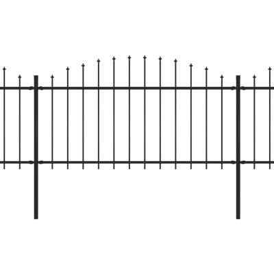 Valla de jardín con puntas de lanza acero negro (1,25-1,5)x6,8m