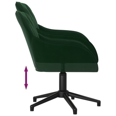 Silla de oficina giratoria de terciopelo verde oscuro