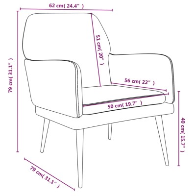 Sillón de terciopelo negro 62x79x79 cm