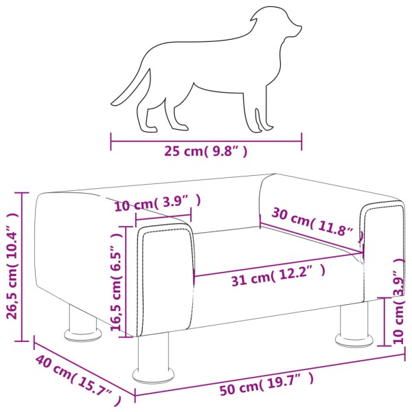 Cama para perros de terciopelo marrón 50x40x26,5 cm