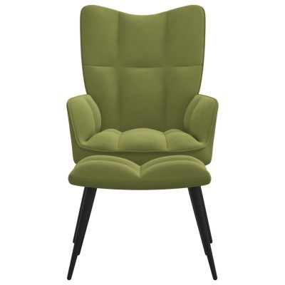 Silla de relajación con reposapiés terciopelo verde claro