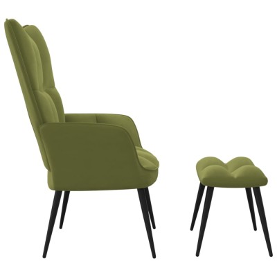 Silla de relajación con reposapiés terciopelo verde claro