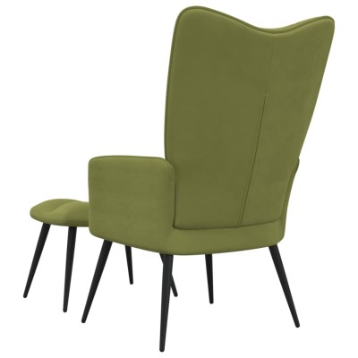 Silla de relajación con reposapiés terciopelo verde claro