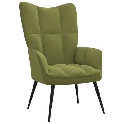 Silla de relajación con reposapiés terciopelo verde claro